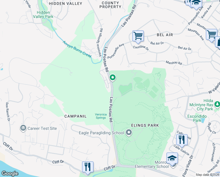 map of restaurants, bars, coffee shops, grocery stores, and more near 1205 Rebecca Lane in Santa Barbara