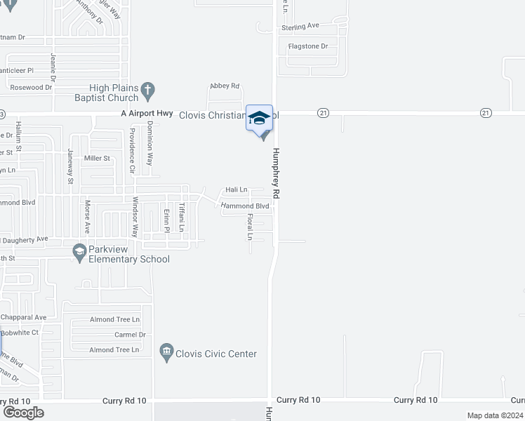 map of restaurants, bars, coffee shops, grocery stores, and more near 3009 Hammond Boulevard in Clovis