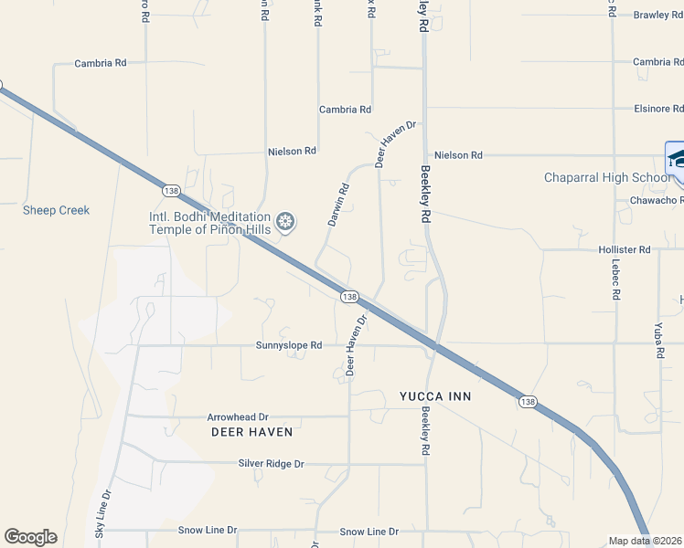 map of restaurants, bars, coffee shops, grocery stores, and more near 3112 Hermosa Road in Pinon Hills