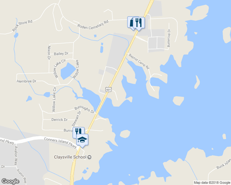 map of restaurants, bars, coffee shops, grocery stores, and more near 70 Norberg Road in Guntersville