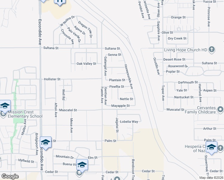 map of restaurants, bars, coffee shops, grocery stores, and more near 8986 Grindella Court in Hesperia