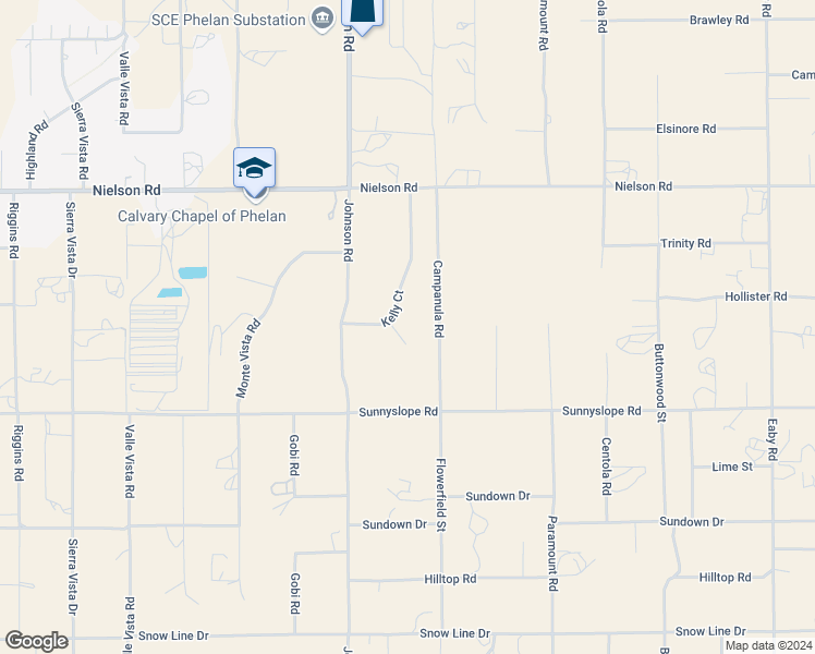 map of restaurants, bars, coffee shops, grocery stores, and more near Kelly Court in Phelan