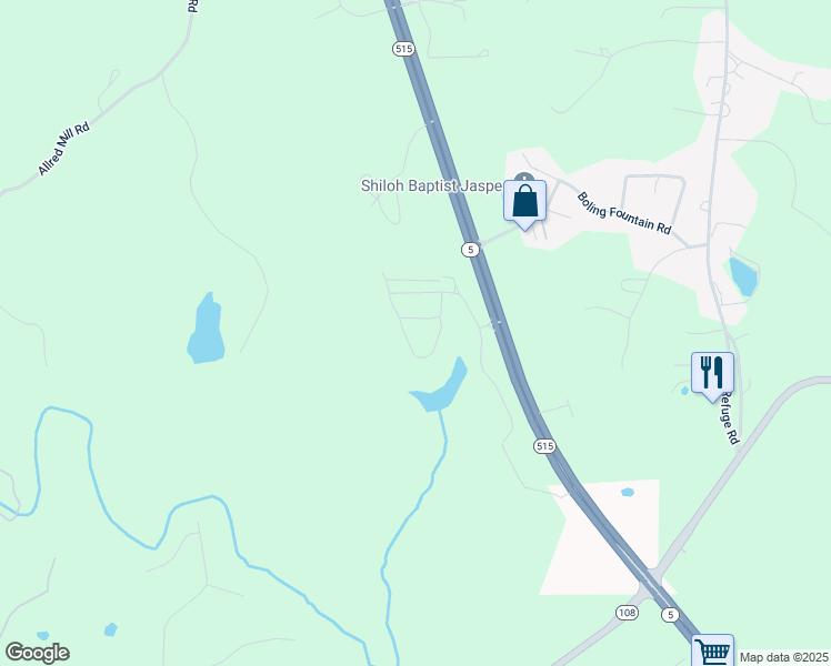 map of restaurants, bars, coffee shops, grocery stores, and more near 240 Grand Circle in Jasper