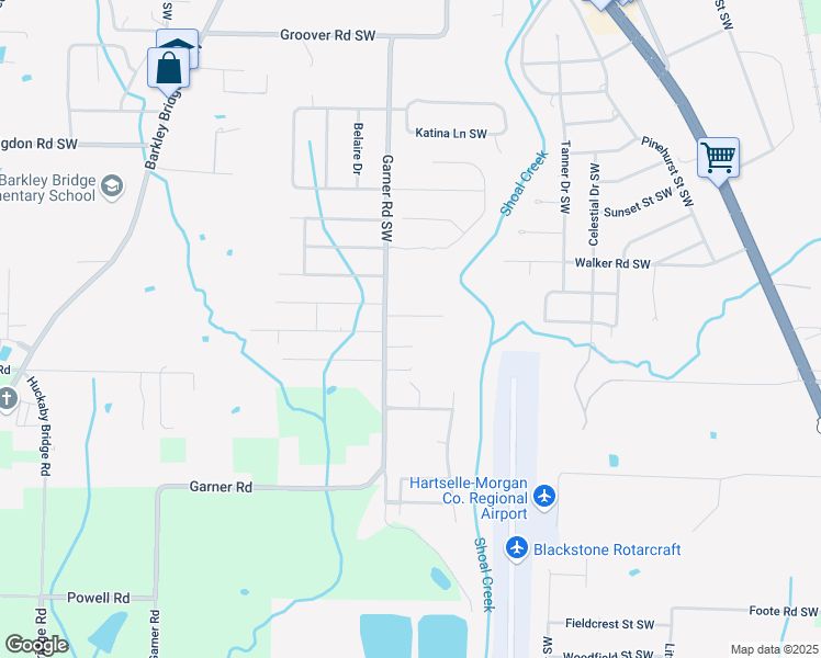 map of restaurants, bars, coffee shops, grocery stores, and more near 520 Green Acres Drive Southwest in Hartselle
