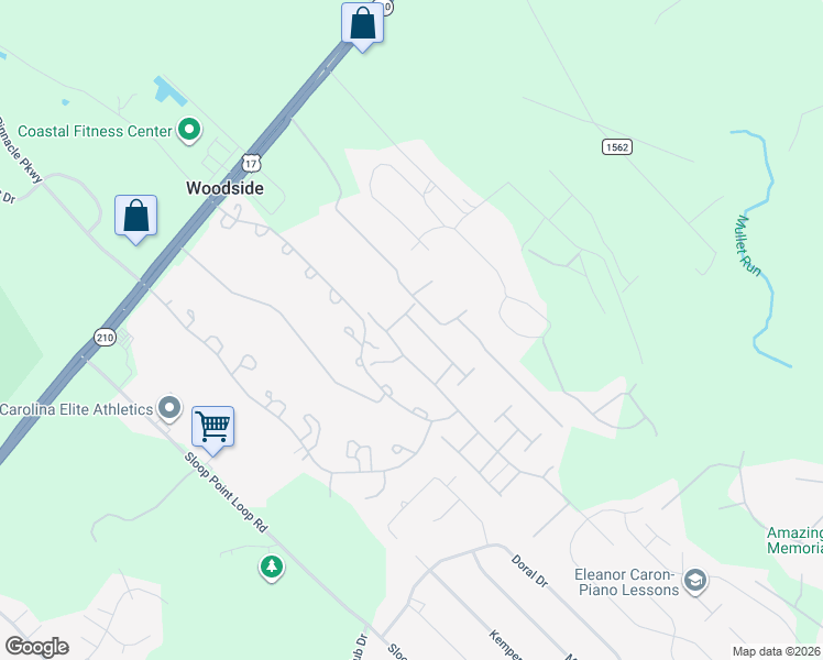 map of restaurants, bars, coffee shops, grocery stores, and more near 590 Aurora Place in Hampstead