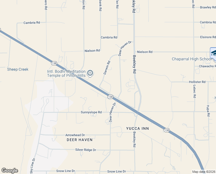 map of restaurants, bars, coffee shops, grocery stores, and more near 3112 Hermosa Road in Pinon Hills