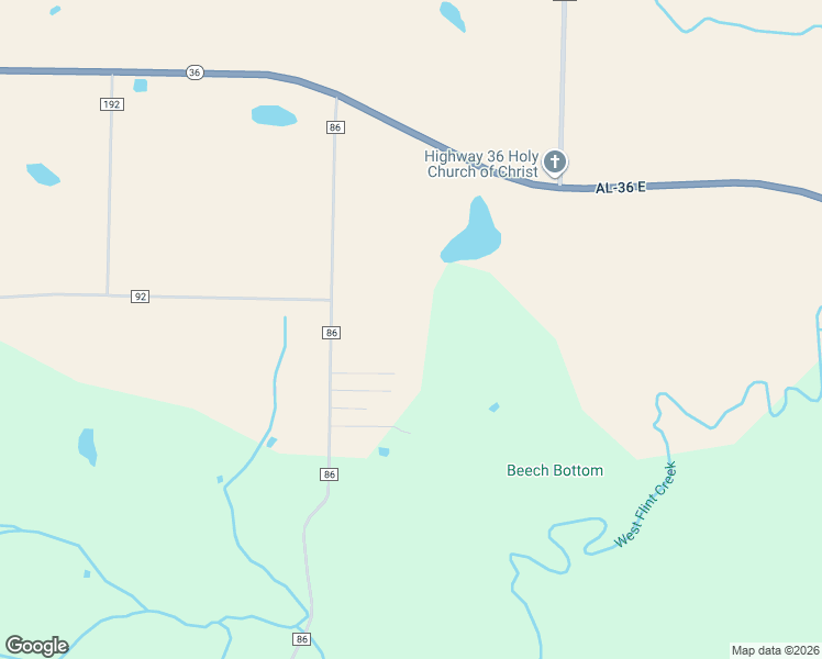 map of restaurants, bars, coffee shops, grocery stores, and more near 4646 County Road 86 in Moulton