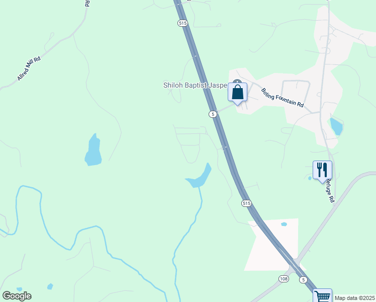 map of restaurants, bars, coffee shops, grocery stores, and more near 240 Grand Circle in Jasper