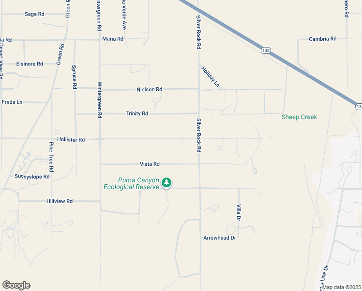 map of restaurants, bars, coffee shops, grocery stores, and more near 2033 Hollister Road in Pinon Hills