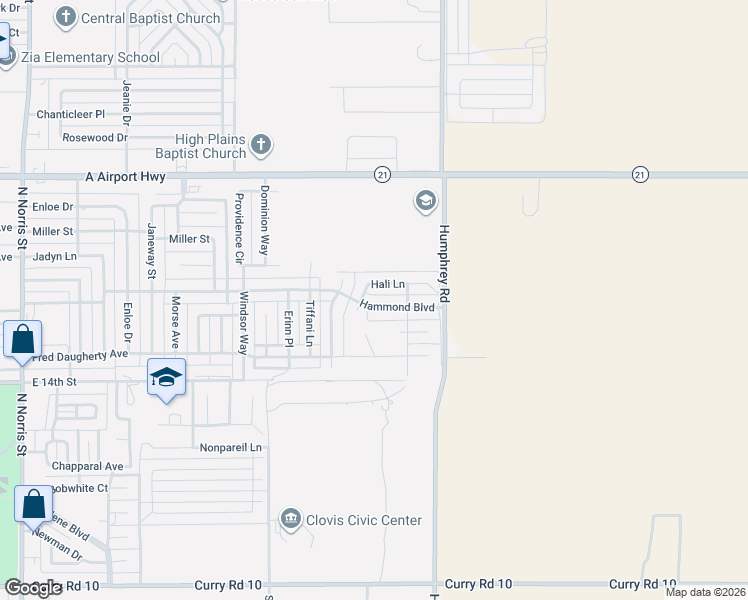 map of restaurants, bars, coffee shops, grocery stores, and more near 2905 Hammond Boulevard in Clovis