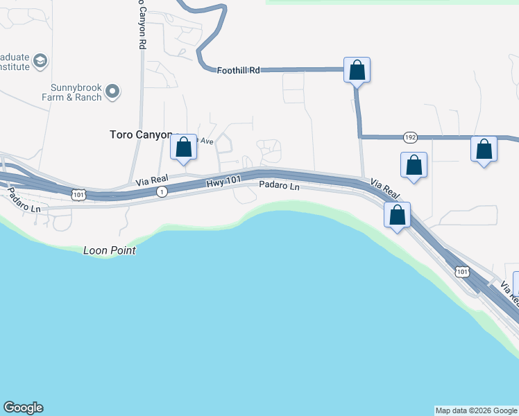 map of restaurants, bars, coffee shops, grocery stores, and more near 3248 Beach Club Road in Carpinteria