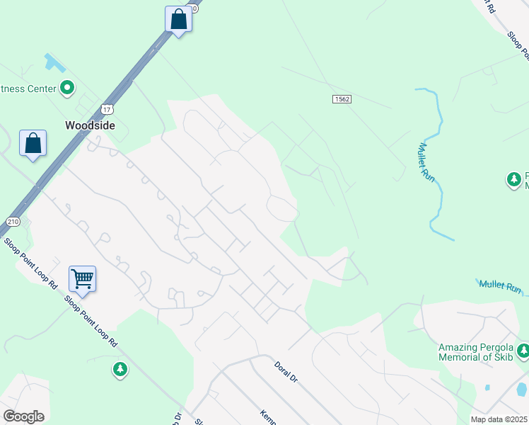 map of restaurants, bars, coffee shops, grocery stores, and more near 269 East Maritt Street in Hampstead