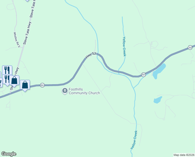 map of restaurants, bars, coffee shops, grocery stores, and more near 167 Fox Run Court in Dawsonville