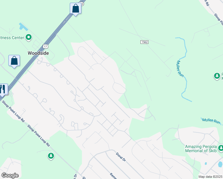 map of restaurants, bars, coffee shops, grocery stores, and more near 269 East Maritt Street in Hampstead