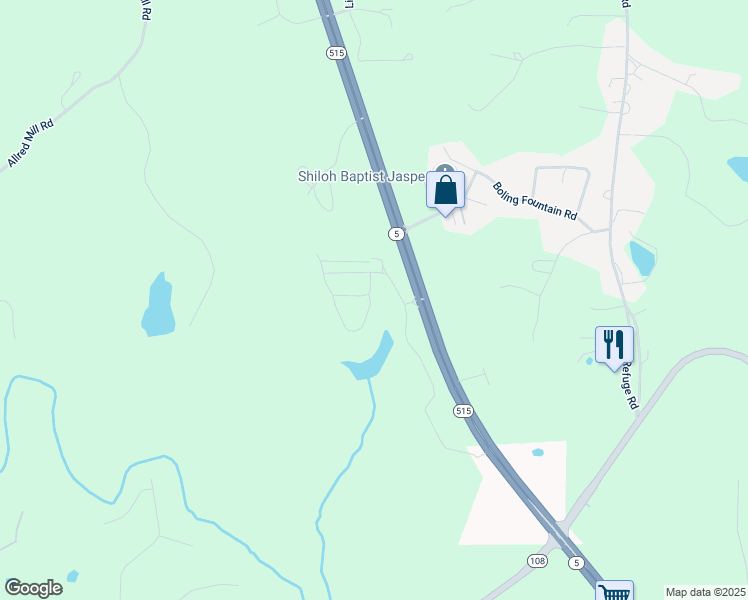 map of restaurants, bars, coffee shops, grocery stores, and more near 65 Grand Circle in Jasper