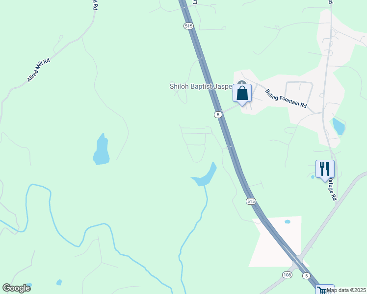 map of restaurants, bars, coffee shops, grocery stores, and more near 156 Mountain Boulevard in Jasper