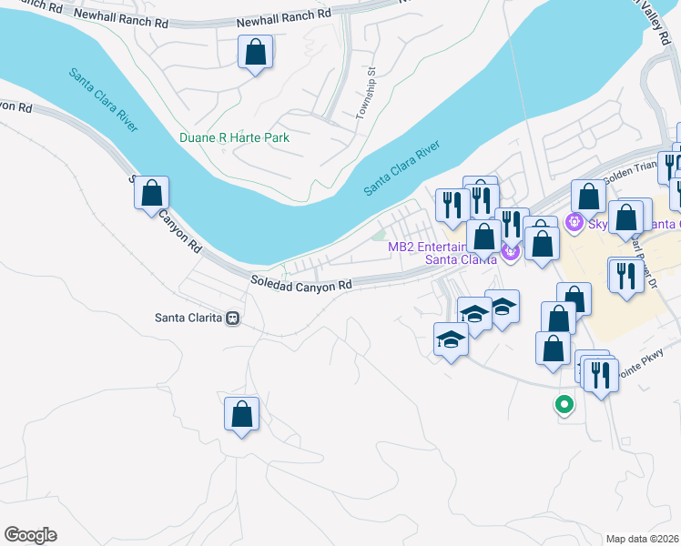 map of restaurants, bars, coffee shops, grocery stores, and more near 21990 Moveo Drive in Santa Clarita