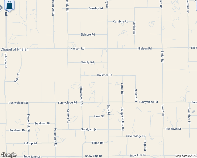 map of restaurants, bars, coffee shops, grocery stores, and more near 9029 Hollister Road in Phelan