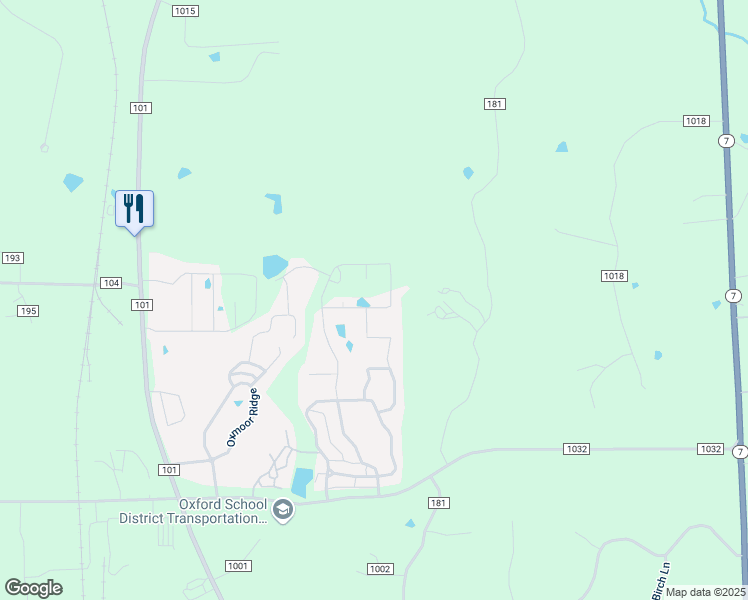 map of restaurants, bars, coffee shops, grocery stores, and more near 426 Northpointe Lake Drive in Oxford