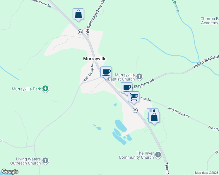 map of restaurants, bars, coffee shops, grocery stores, and more near 5331 Thompson Bridge Road in Murrayville
