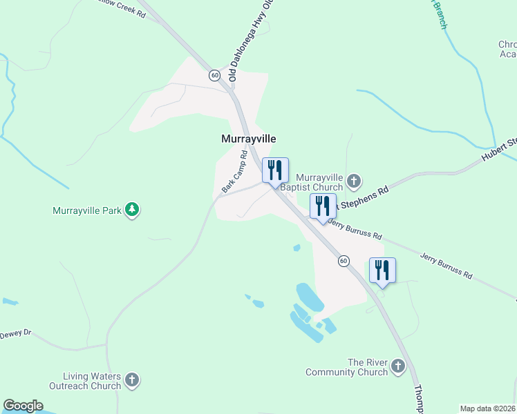 map of restaurants, bars, coffee shops, grocery stores, and more near 5437 Marlow Road in Murrayville