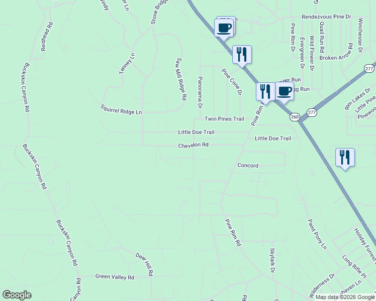 map of restaurants, bars, coffee shops, grocery stores, and more near 1891 Little Doe Trail in Heber-Overgaard