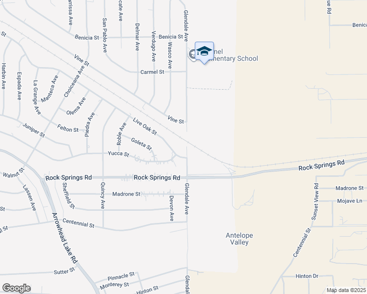 map of restaurants, bars, coffee shops, grocery stores, and more near 9022 Glendale Avenue in Hesperia