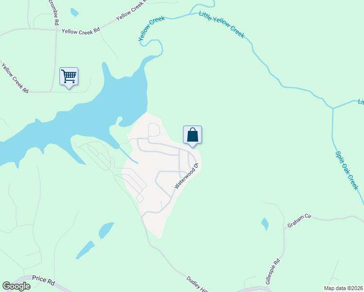 map of restaurants, bars, coffee shops, grocery stores, and more near 5458 Waterwood Drive in Gainesville