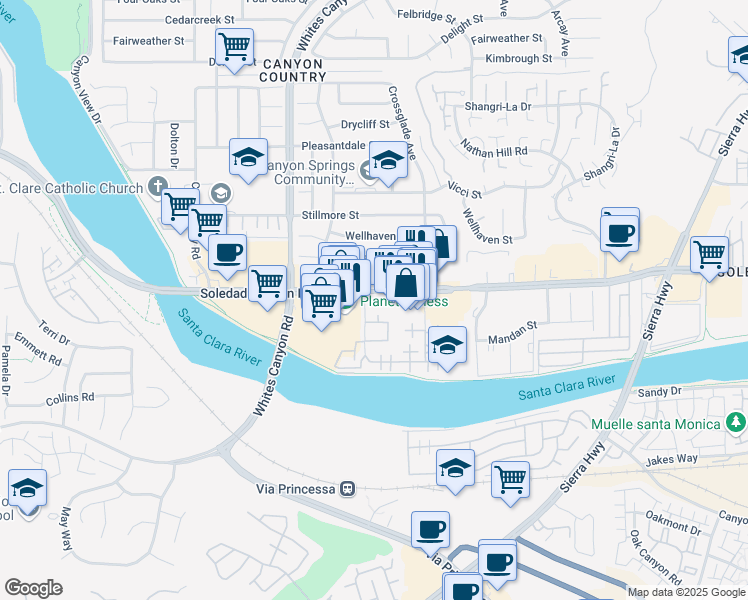 map of restaurants, bars, coffee shops, grocery stores, and more near 27207 Plumwood Avenue in Santa Clarita