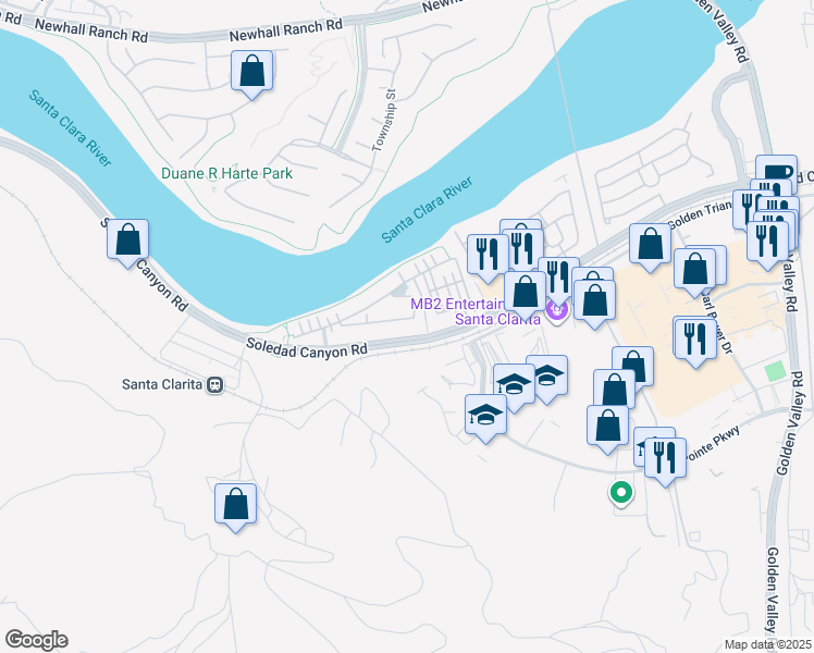map of restaurants, bars, coffee shops, grocery stores, and more near 21824 Moveo Drive in Santa Clarita