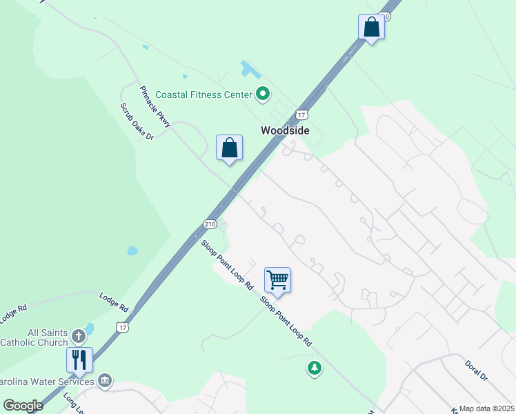 map of restaurants, bars, coffee shops, grocery stores, and more near 216 Spar Court in Hampstead