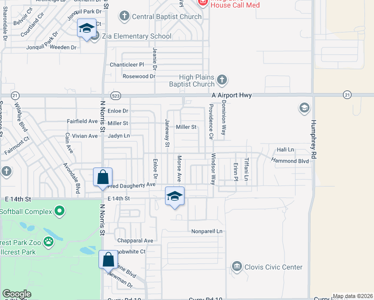 map of restaurants, bars, coffee shops, grocery stores, and more near 2316 Hammond Boulevard in Clovis