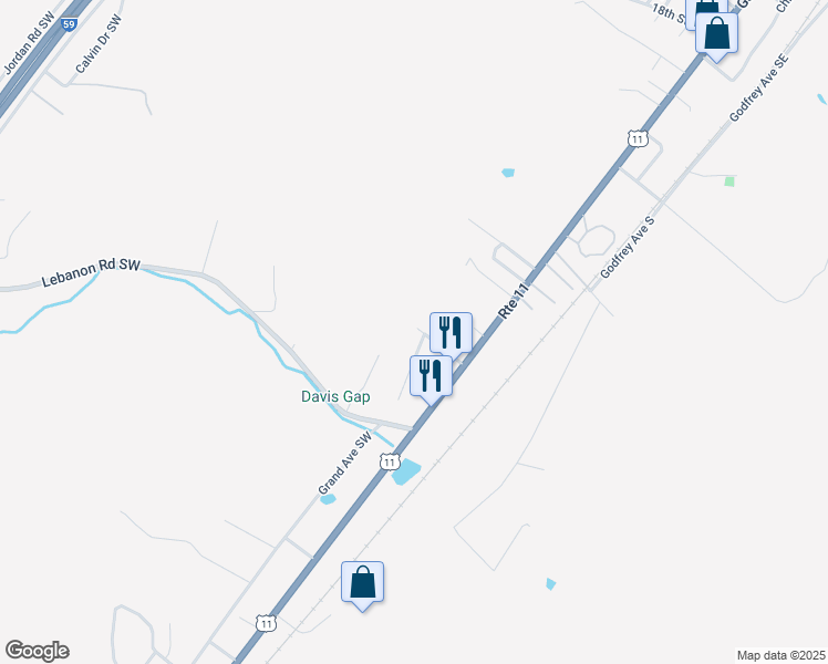 map of restaurants, bars, coffee shops, grocery stores, and more near 2900 Alabama Avenue Southwest in Fort Payne