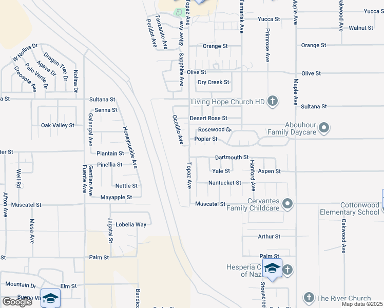 map of restaurants, bars, coffee shops, grocery stores, and more near 14106 Dartmouth Street in Hesperia
