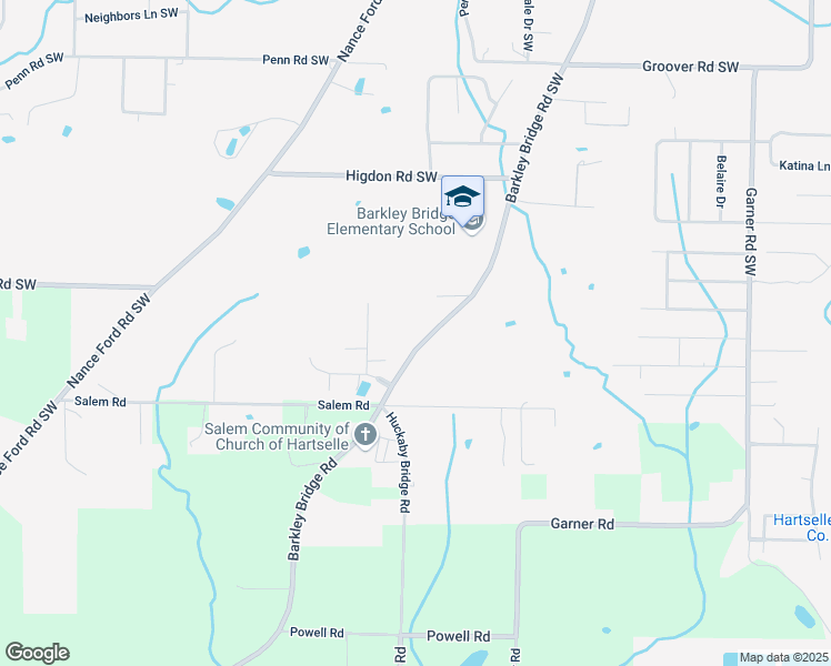 map of restaurants, bars, coffee shops, grocery stores, and more near 2905 Barkley Bridge Road Southwest in Hartselle