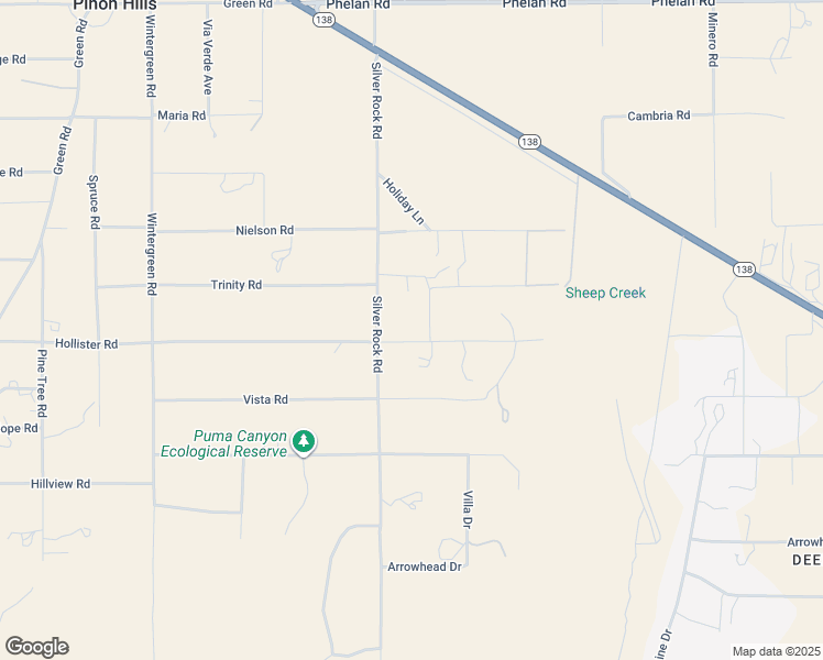 map of restaurants, bars, coffee shops, grocery stores, and more near 9126 Holiday Lane in Piñon Hills