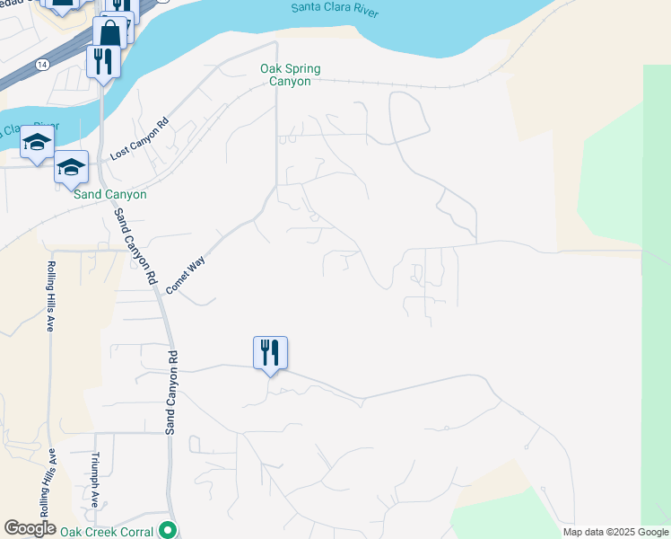 map of restaurants, bars, coffee shops, grocery stores, and more near in Santa Clarita