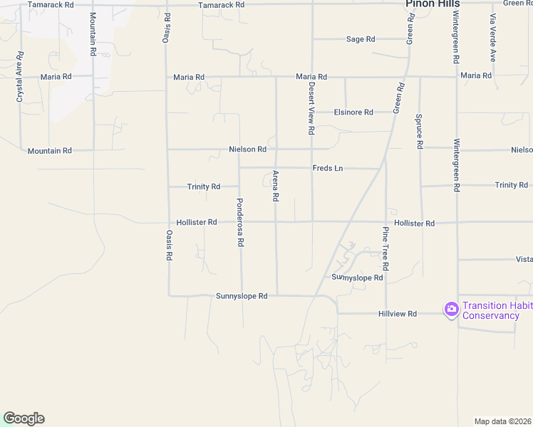 map of restaurants, bars, coffee shops, grocery stores, and more near 1220 Hollister Road in Pinon Hills