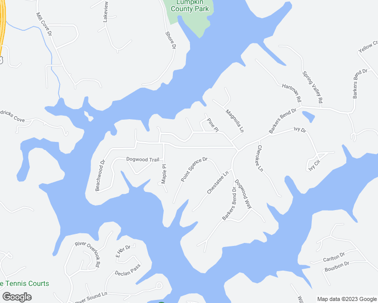 map of restaurants, bars, coffee shops, grocery stores, and more near 7457 Dogwood Trail in Murrayville