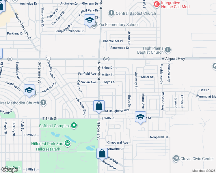 map of restaurants, bars, coffee shops, grocery stores, and more near 2116 Howard Cowper Drive in Clovis