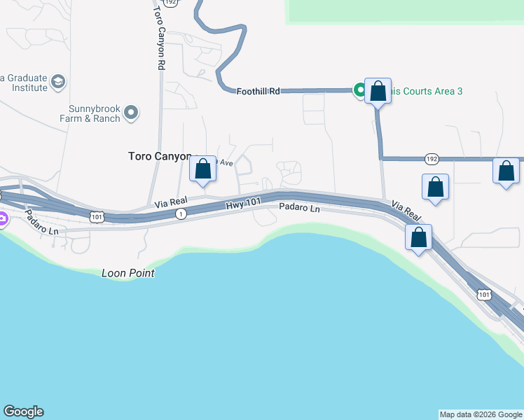 map of restaurants, bars, coffee shops, grocery stores, and more near 3211 Beach Club Road in Carpinteria