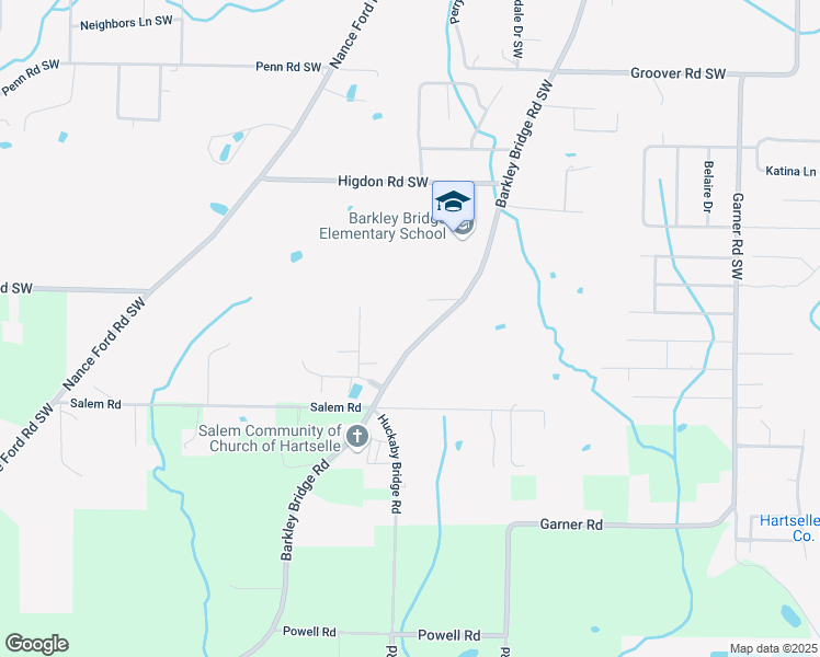 map of restaurants, bars, coffee shops, grocery stores, and more near 2905 Barkley Bridge Road Southwest in Hartselle