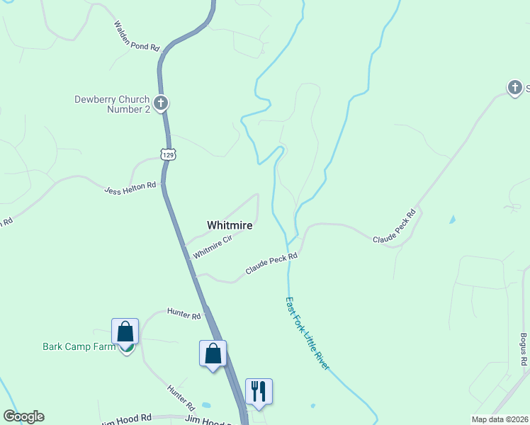 map of restaurants, bars, coffee shops, grocery stores, and more near 4366 Whitmire Circle in Gainesville