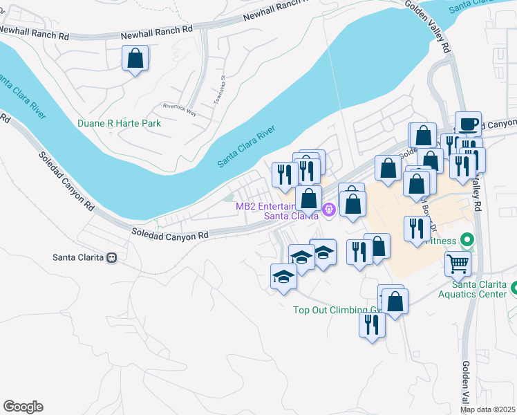 map of restaurants, bars, coffee shops, grocery stores, and more near 21763 Candela Drive in Santa Clarita