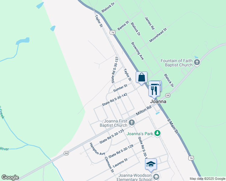 map of restaurants, bars, coffee shops, grocery stores, and more near 302 Sumter Street in Joanna