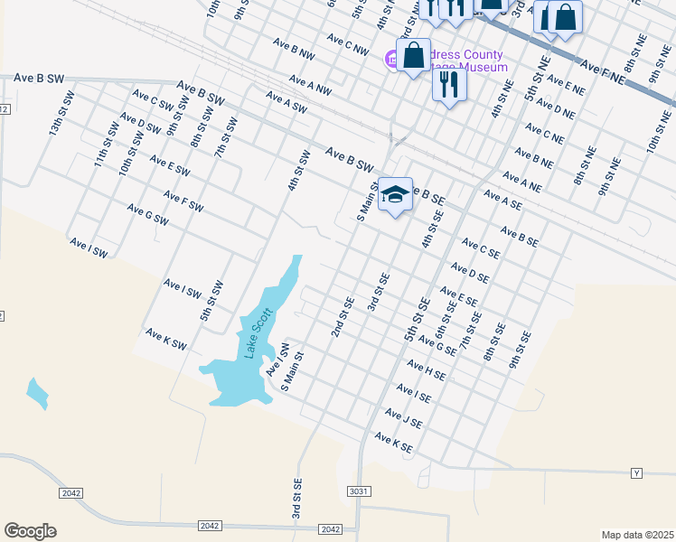 map of restaurants, bars, coffee shops, grocery stores, and more near 600 South Main Street in Childress