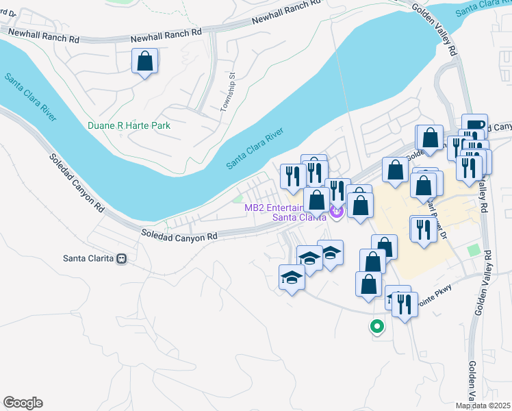 map of restaurants, bars, coffee shops, grocery stores, and more near 26254 Prima Way in Santa Clarita