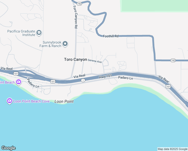 map of restaurants, bars, coffee shops, grocery stores, and more near 3146 Via Real in Carpinteria
