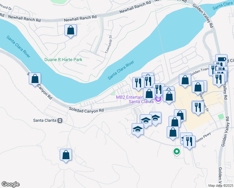 map of restaurants, bars, coffee shops, grocery stores, and more near 26265 Prima Way in Santa Clarita