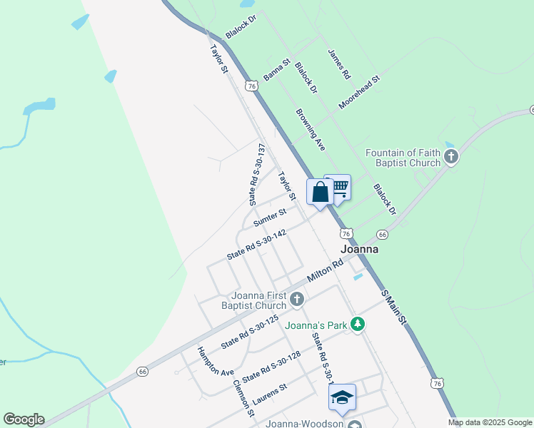 map of restaurants, bars, coffee shops, grocery stores, and more near 302 Sumter Street in Joanna